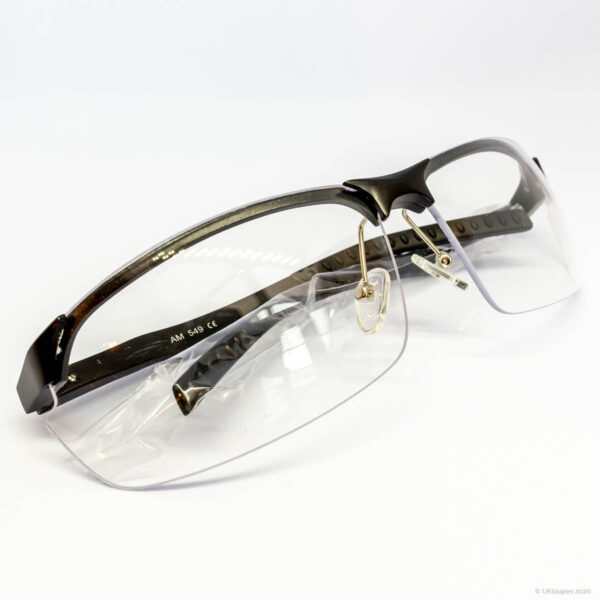 Black dental prescription semi rimless half frames by UKloupes