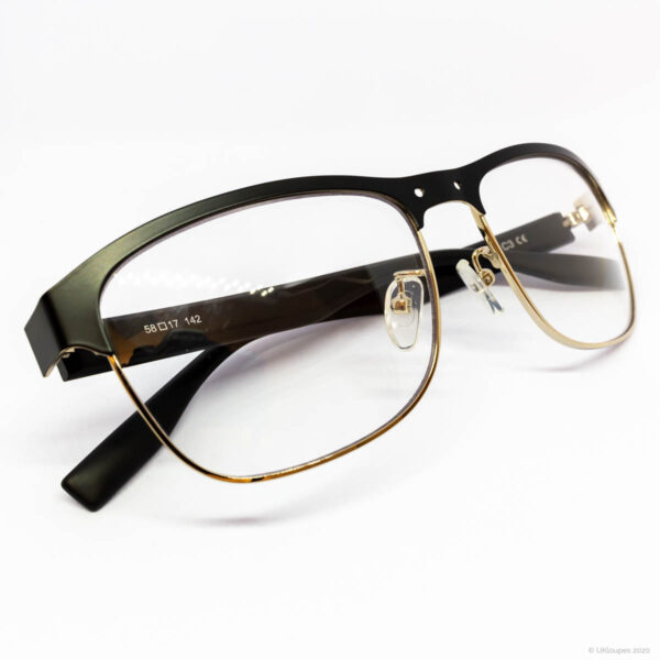 AM640 C3 black and gold prescription dental frames by UKloupes