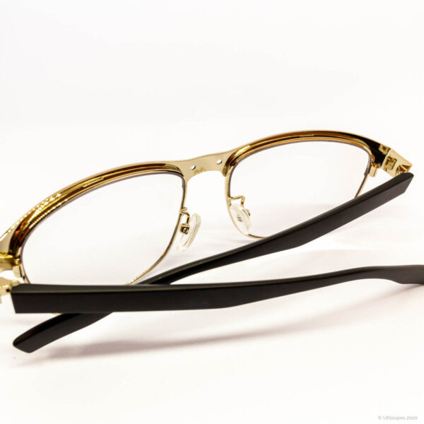 AM640 C3 black and gold prescription dental frames by UKloupes